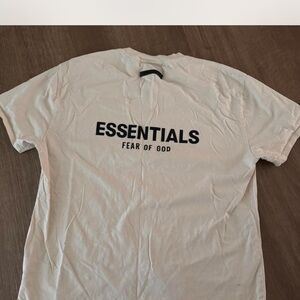 Essentials Cream Short Sleeve Tee with Bold Print